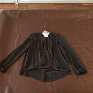 Rebecca Taylor Black Asymmetrical Collar Detailed Blouse